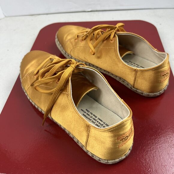Womens Shoes TOMS Summer Cordones In Metallic Gold Size 7 Lace Up Classy - Picture 2 of 9